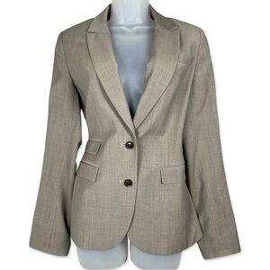 Banana Republic Wool Blend Blazer Womens 12 Tan Career Office Tailored Jacket